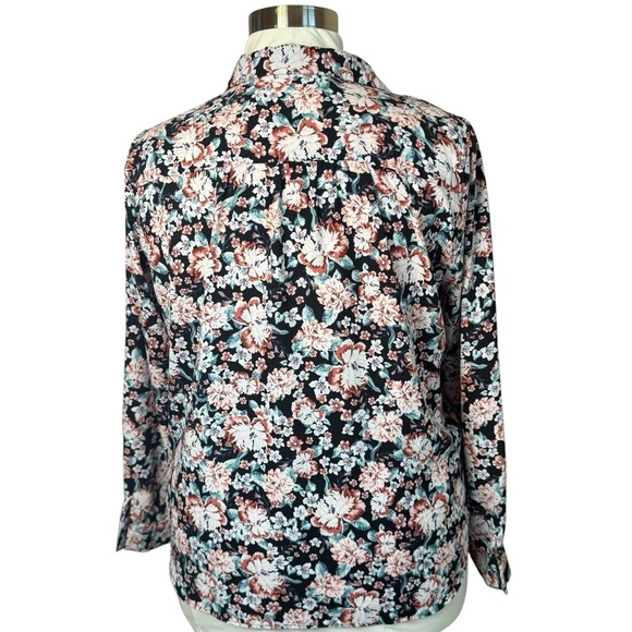 LC Lauren Conrad Button Front Shirt XXL Dark Floral Cottagecore Feminine Office - Picture 4 of 10